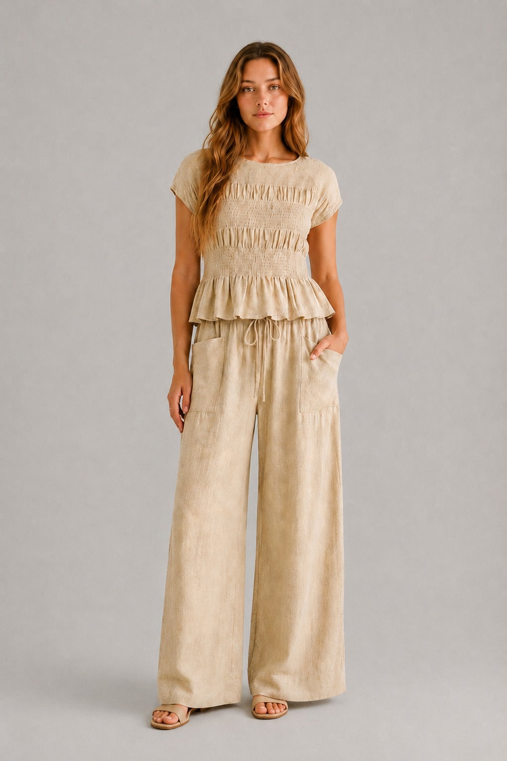 Ondine Shirred Wide Leg Set