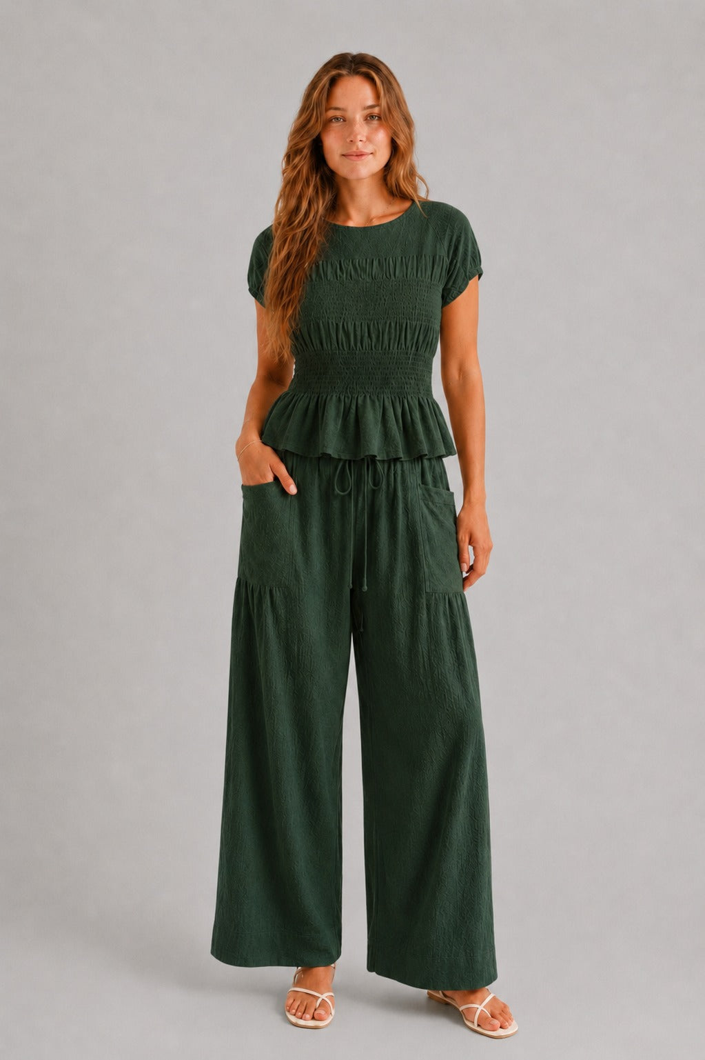 Ondine Shirred Wide Leg Set