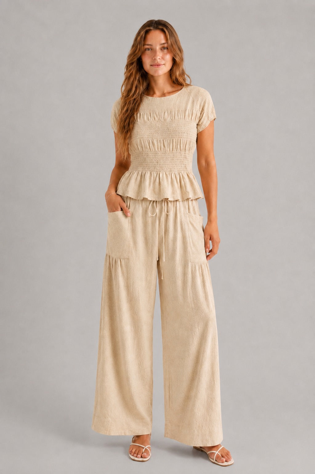 Ondine Shirred Wide Leg Set