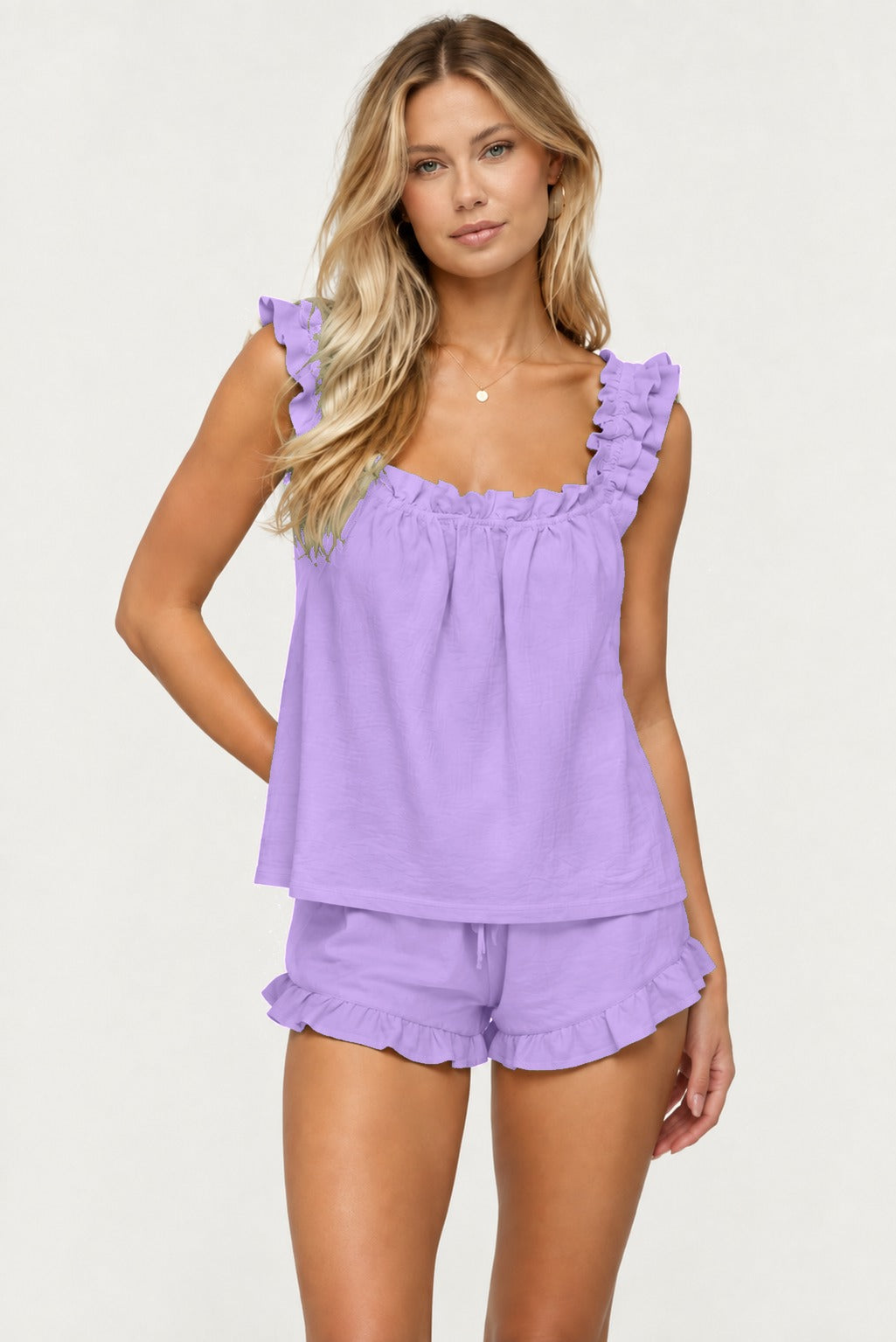 Liora Ruffle Strap Short Set