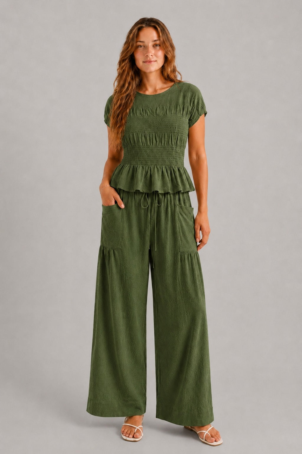 Ondine Shirred Wide Leg Set