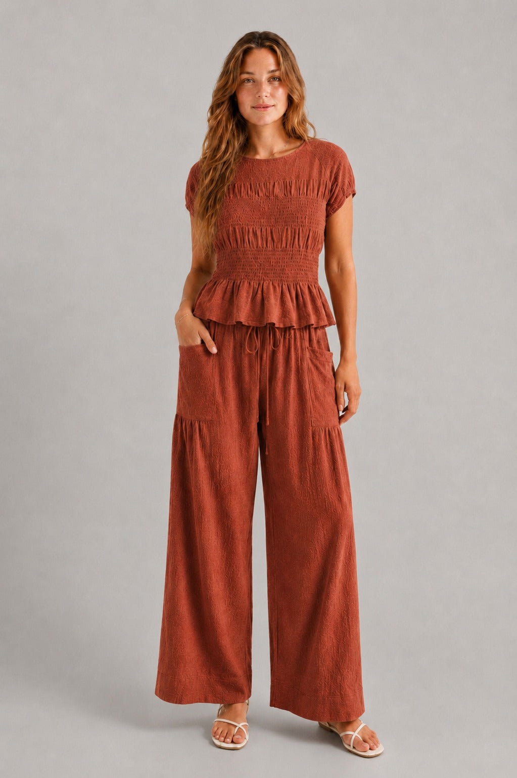 Ondine Shirred Wide Leg Set