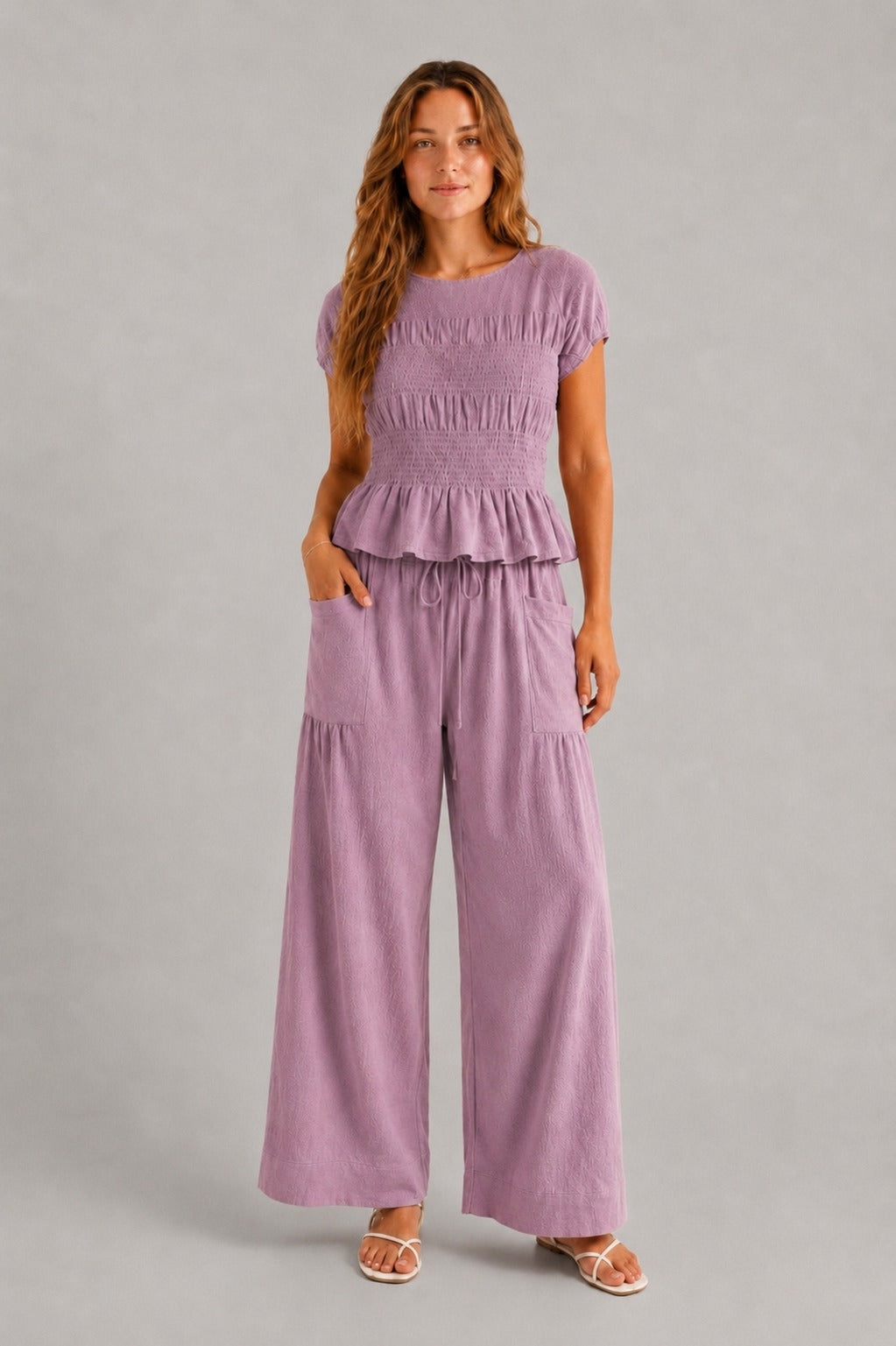 Ondine Shirred Wide Leg Set