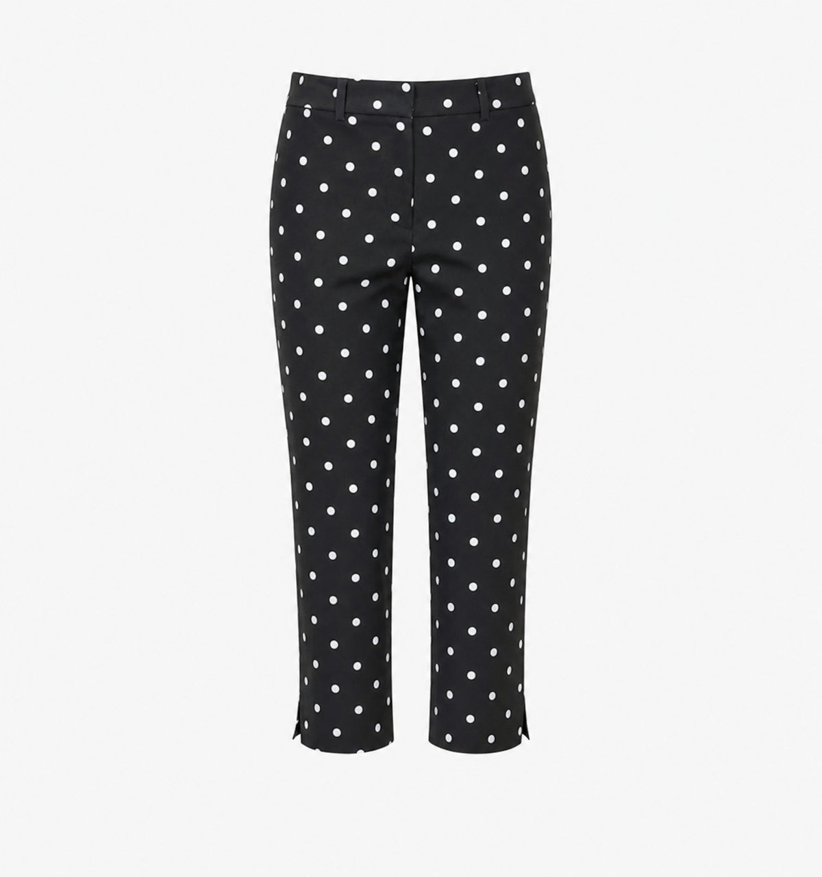 Runa Dots Capri Pants in Black with white dots, without model