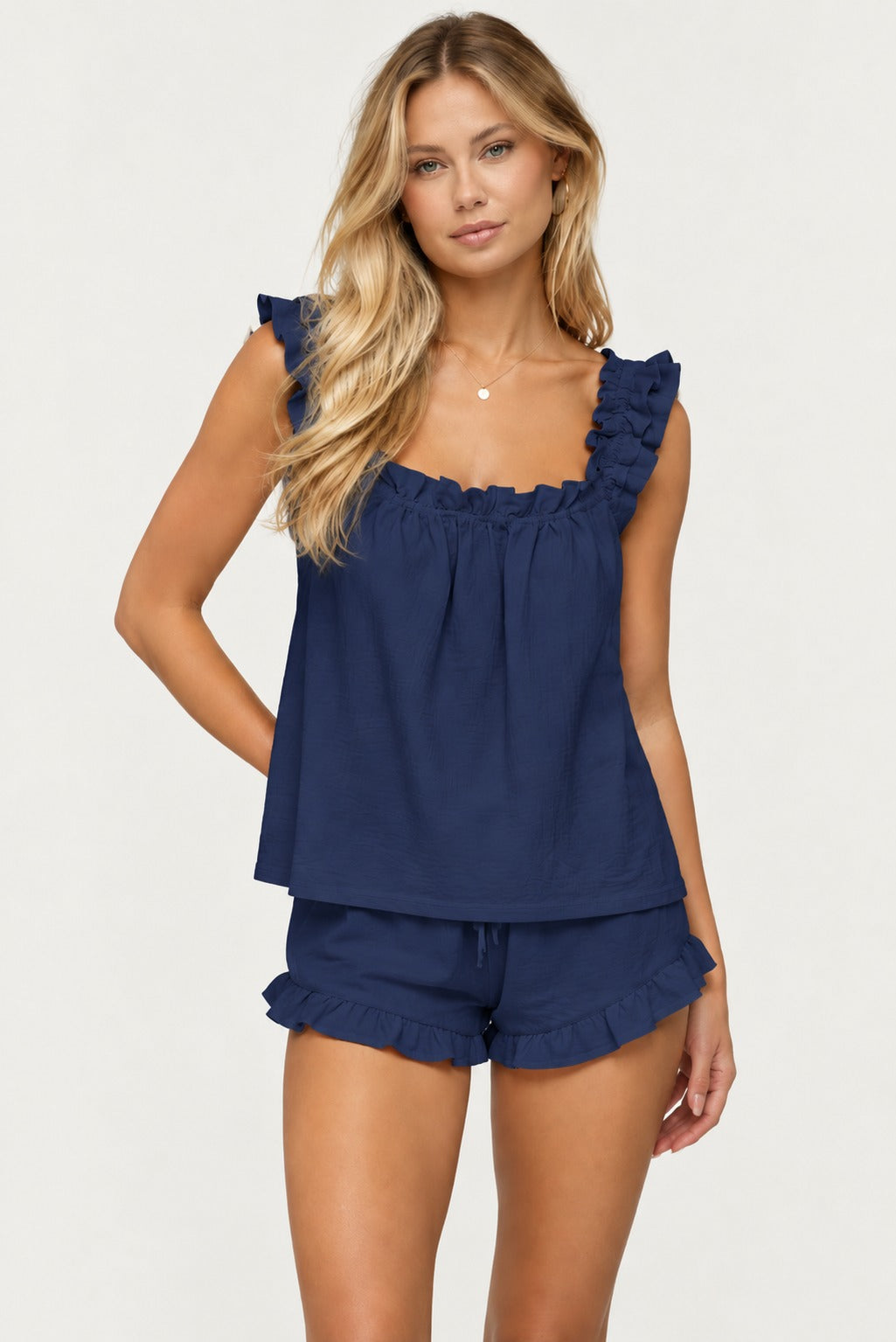 Liora Ruffle Strap Short Set