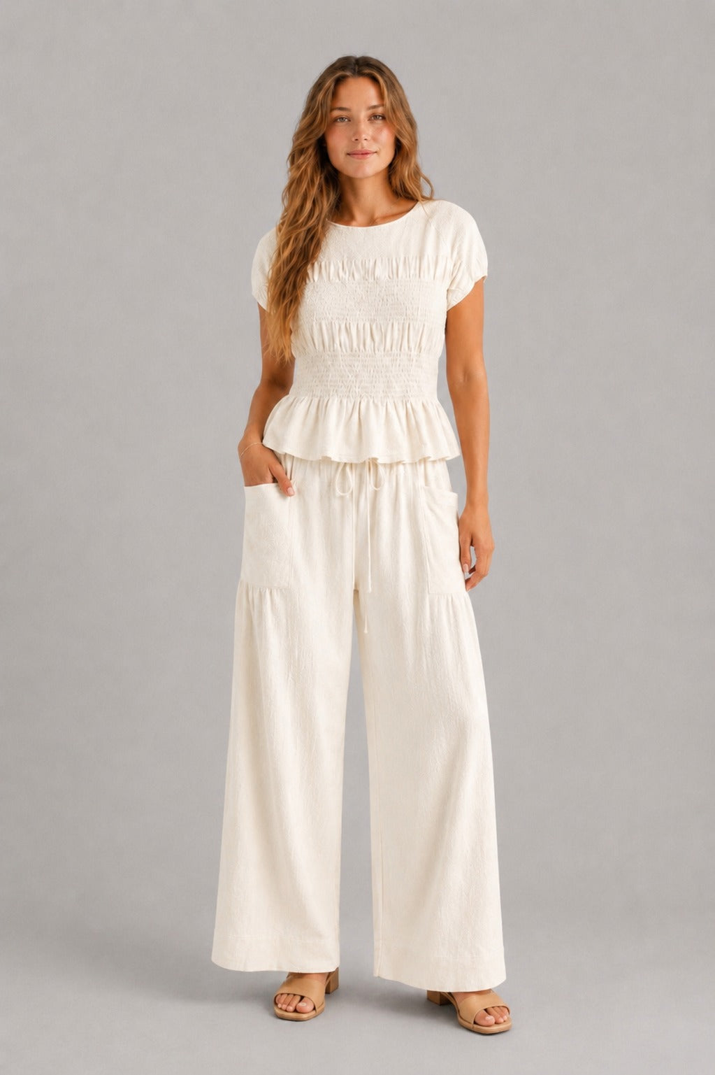 Ondine Shirred Wide Leg Set