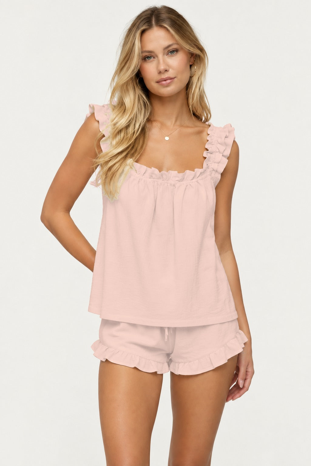 Liora Ruffle Strap Short Set