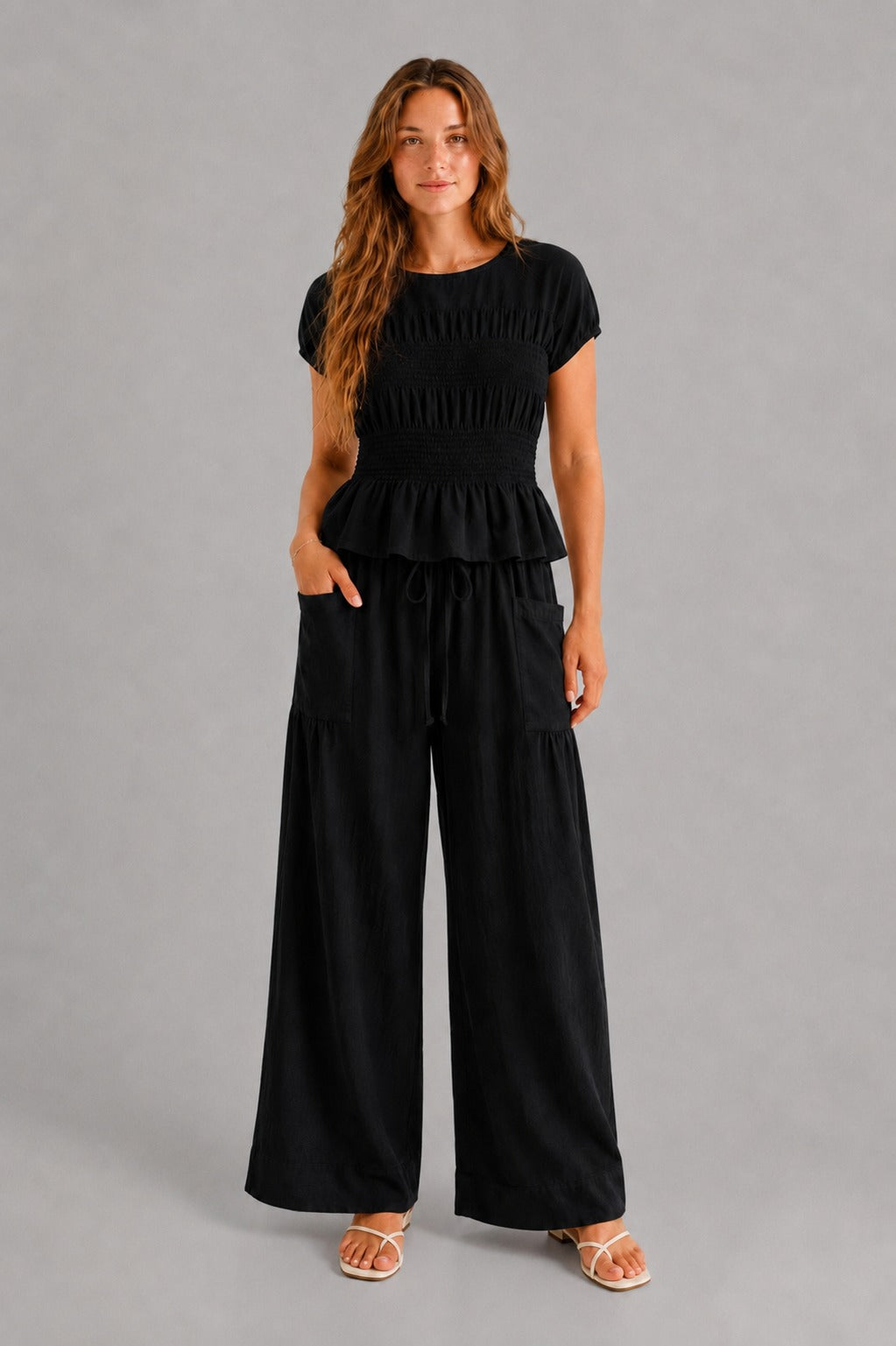 Ondine Shirred Wide Leg Set