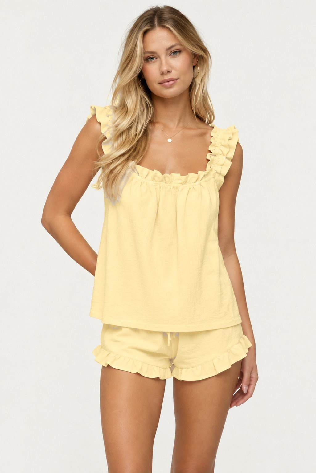 Liora Ruffle Strap Short Set