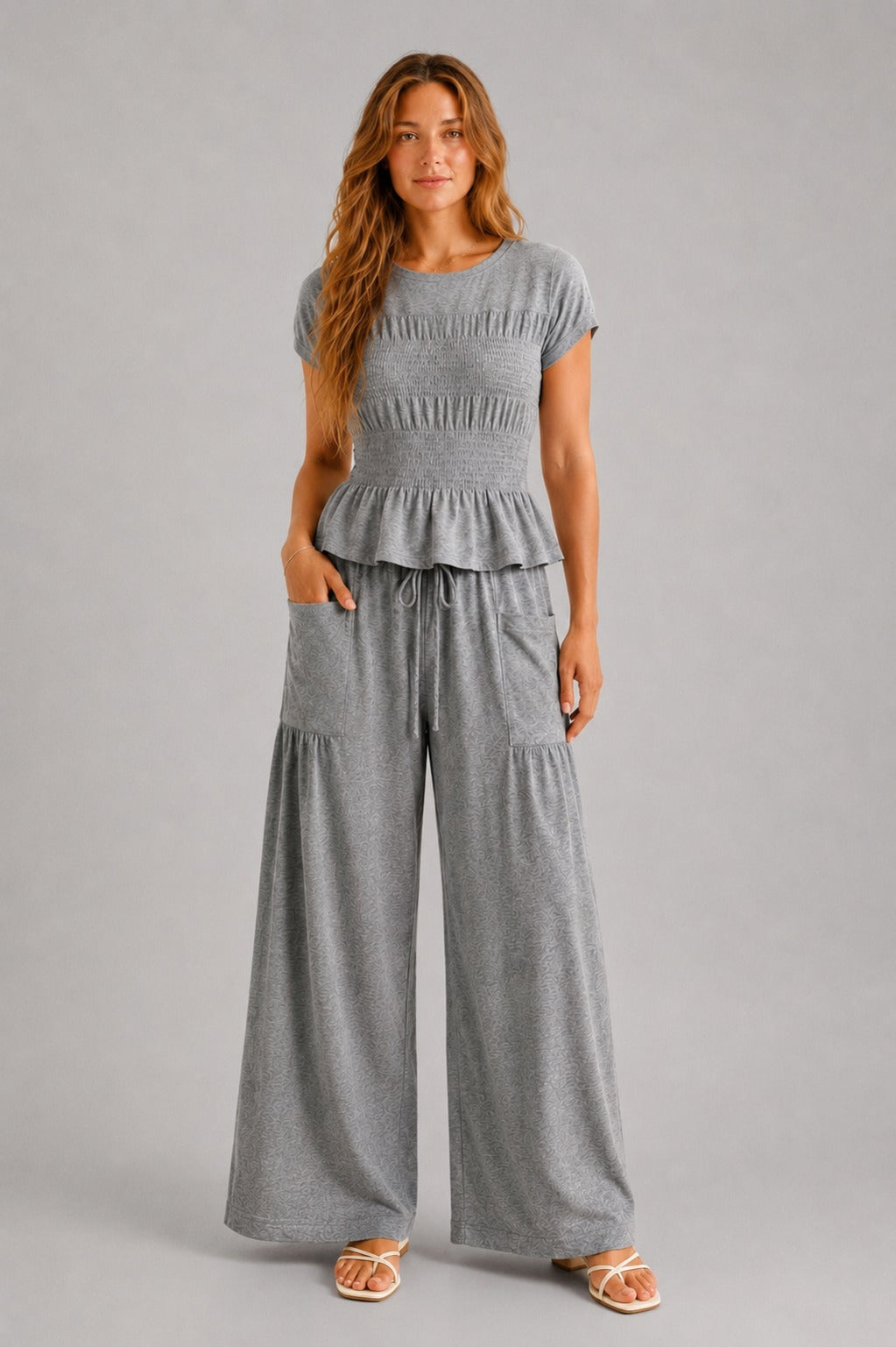Ondine Shirred Wide Leg Set
